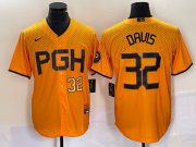 Wholesale Cheap Men's Pittsburgh Pirates #32 Henry Davis Number Yellow 2023 City Connect Stitched Jersey