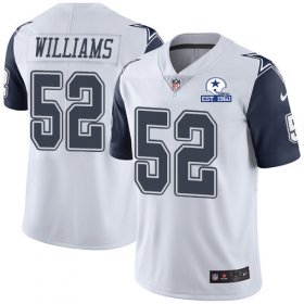 Wholesale Cheap Nike Cowboys #52 Connor Williams White Men\'s Stitched With Established In 1960 Patch NFL Limited Rush Jersey