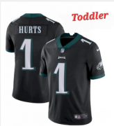 Cheap Toddler Philadelphia Eagles #1 Jalen Hurts Black Vapor Untouchable Limited Stitched Jersey