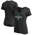 Wholesale Cheap San Diego Padres Majestic Women's Forever Lucky V-Neck T-Shirt Black