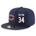 Wholesale Cheap Chicago Bears #34 Walter Payton Snapback Cap NFL Player Navy Blue with White Number Stitched Hat