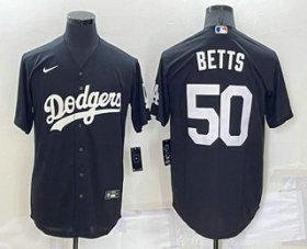 Wholesale Cheap Men\'s Los Angeles Dodgers #50 Mookie Betts Black Turn Back The Clock Stitched Cool Base Jersey