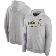 Wholesale Cheap Milwaukee Brewers Nike Color Bar Club Pullover Hoodie Gray