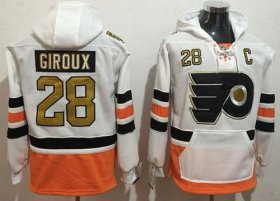 Wholesale Cheap Flyers #28 Claude Giroux White 3rd Name & Number Pullover NHL Hoodie
