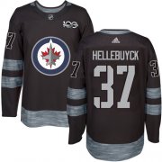 Wholesale Cheap Adidas Jets #37 Connor Hellebuyck Black 1917-2017 100th Anniversary Stitched NHL Jersey