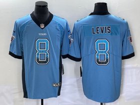 Wholesale Cheap Men\'s Tennessee Titans #8 Will Levis Blue Drift Fashion Color Rush Limited Stitched Jersey