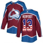 Wholesale Cheap Adidas Avalanche #13 Alexander Kerfoot Burgundy Home Authentic USA Flag Stitched NHL Jersey