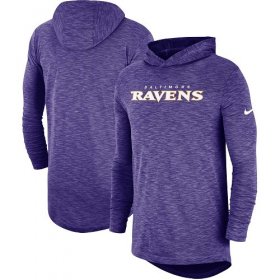 Wholesale Cheap Nike Baltimore Ravens Purple Sideline Slub Performance Hooded Long Sleeve T-Shirt