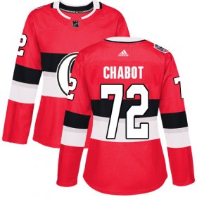 Wholesale Cheap Adidas Senators #72 Thomas Chabot Red Authentic 2017 100 Classic Women\'s Stitched NHL Jersey