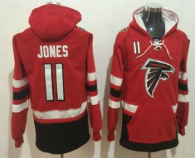 Wholesale Cheap Men\'s Atlanta Falcons #11 Julio Jones NEW Red Pocket Stitched NFL Pullover Hoodie