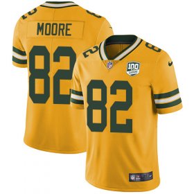 Wholesale Cheap Nike Packers #82 J\'Mon Moore Yellow Men\'s 100th Season Stitched NFL Limited Rush Jersey