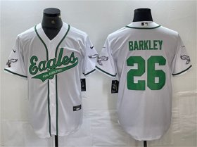 Cheap Men\'s Philadelphia Eagles #26 Saquon Barkley White Cool Base Baseball Stitched Jerseys