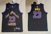 Cheap Lakers 23 LeBron James Black Nike 2023-24 City Edition Swingman Jersey
