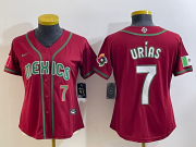 Cheap Women's Mexico Baseball #7 Julio Urias Number 2023 Red World Baseball Classic Stitched Jersey