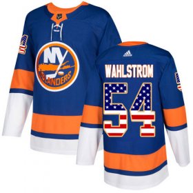 Wholesale Cheap Adidas Islanders #54 Oliver Wahlstrom Royal Blue Home Authentic USA Flag Stitched NHL Jersey