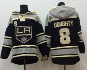 Wholesale Cheap Kings #8 Drew Doughty Black Sawyer Hooded Sweatshirt Stitched NHL Jersey