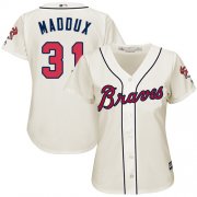 Wholesale Cheap Braves #31 Greg Maddux Cream Alternate Women's Stitched MLB Jersey
