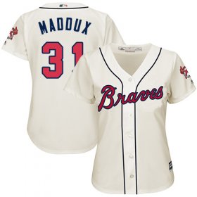 Wholesale Cheap Braves #31 Greg Maddux Cream Alternate Women\'s Stitched MLB Jersey