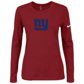 Wholesale Cheap Women\'s Nike New York Giants Of The City Long Sleeve Tri-Blend NFL T-Shirt Red-2