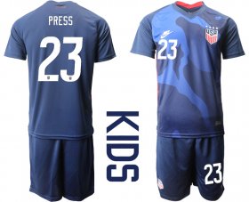 Wholesale Cheap Youth 2020-2021 Season National team United States away blue 23 Soccer Jersey