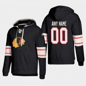Wholesale Cheap Chicago Blackhawks Personalized Lace-Up Pullover Hoodie Black