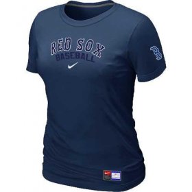 Wholesale Cheap Women\'s Boston Red Sox Nike Short Sleeve Practice MLB T-Shirt Midnight Blue