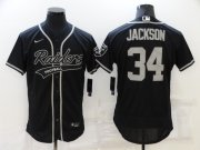 Wholesale Cheap Men's Las Vegas Raiders #34 Bo Jackson Black Stitched MLB Flex Base Nike Baseball Jersey