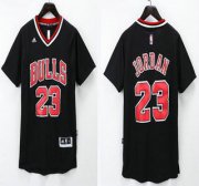 Wholesale Cheap Men's Chicago Bulls #23 Michael Jordan Revolution 30 Swingman 2014 New Black Short-Sleeved Jersey With Bulls Style
