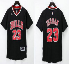 Wholesale Cheap Men\'s Chicago Bulls #23 Michael Jordan Revolution 30 Swingman 2014 New Black Short-Sleeved Jersey With Bulls Style