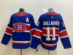 Wholesale Cheap Men\'s Montreal Canadiens #11 Brendan Gallagher Blue Adidas 2020-21 Alternate Authentic Player NHL Jersey