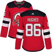 Wholesale Cheap Adidas Devils #86 Jack Hughes Red Home Authentic Women's Stitched NHL Jersey