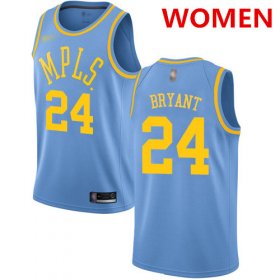 Wholesale Cheap Women\'s Los Angeles Lakers #24 Kobe Bryant Royal Blue Basketball Swingman Hardwood Classics Jersey