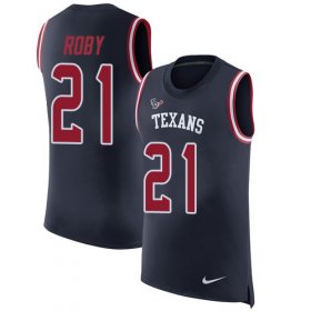 Wholesale Cheap Nike Texans #21 Bradley Roby Navy Blue Team Color Men\'s Stitched NFL Limited Rush Tank Top Jersey