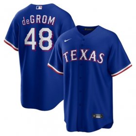 Cheap Men\'s Texas Rangers #48 Jacob deGrom Royal Cool Base Stitched Baseball Jersey