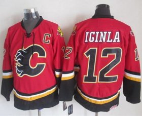 Wholesale Cheap Flames #12 Jarome Iginla Red/Black CCM Throwback Stitched NHL Jersey