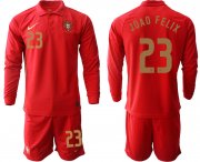 Wholesale Cheap Men 2021 European Cup Portugal home red Long sleeve 23 Soccer Jersey