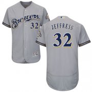 Wholesale Cheap Brewers #32 Jeremy Jeffress Grey Flexbase Authentic Collection Stitched MLB Jersey