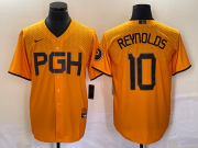 Wholesale Cheap Men's Pittsburgh Pirates #10 Bryan Reynolds Gold 2023 City Connect Stitched Jersey 1