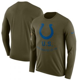 Wholesale Cheap Men\'s Indianapolis Colts Nike Olive Salute to Service Sideline Legend Performance Long Sleeve T-Shirt