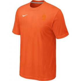 Wholesale Cheap Nike Holland 2014 World Small Logo Soccer T-Shirt Orange