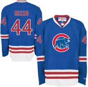 Wholesale Cheap Cubs #44 Anthony Rizzo Blue Long Sleeve Stitched MLB Jersey