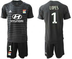 Wholesale Cheap Lyon #1 Lopes Black Goalkeeper Soccer Club Jersey