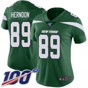 Wholesale Cheap Nike Jets #89 Chris Herndon Green Team Color Women's Stitched NFL 100th Season Vapor Limited Jersey