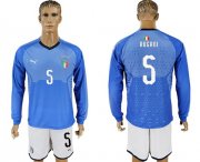 Wholesale Cheap Italy #5 Rugani Blue Home Long Sleeves Soccer Country Jersey
