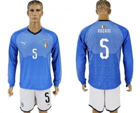 Wholesale Cheap Italy #5 Rugani Blue Home Long Sleeves Soccer Country Jersey