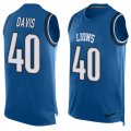 Wholesale Cheap Nike Lions #40 Jarrad Davis Blue Team Color Men's Stitched NFL Limited Tank Top Jersey