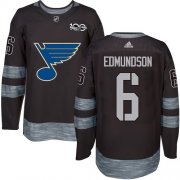 Wholesale Cheap Adidas Blues #6 Joel Edmundson Black 1917-2017 100th Anniversary Stitched NHL Jersey