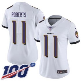 Wholesale Cheap Nike Ravens #11 Seth Roberts White Women\'s Stitched NFL 100th Season Vapor Untouchable Limited Jersey
