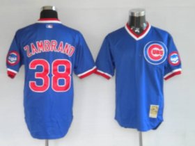 Wholesale Cheap Mitchell and Ness Cubs #38 Carlos Zambrano Stitched Blue Throwback MLB Jersey