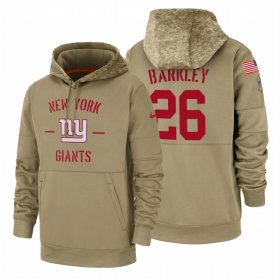 Wholesale Cheap New York Giants #26 Saquon Barkley Nike Tan 2019 Salute To Service Name & Number Sideline Therma Pullover Hoodie